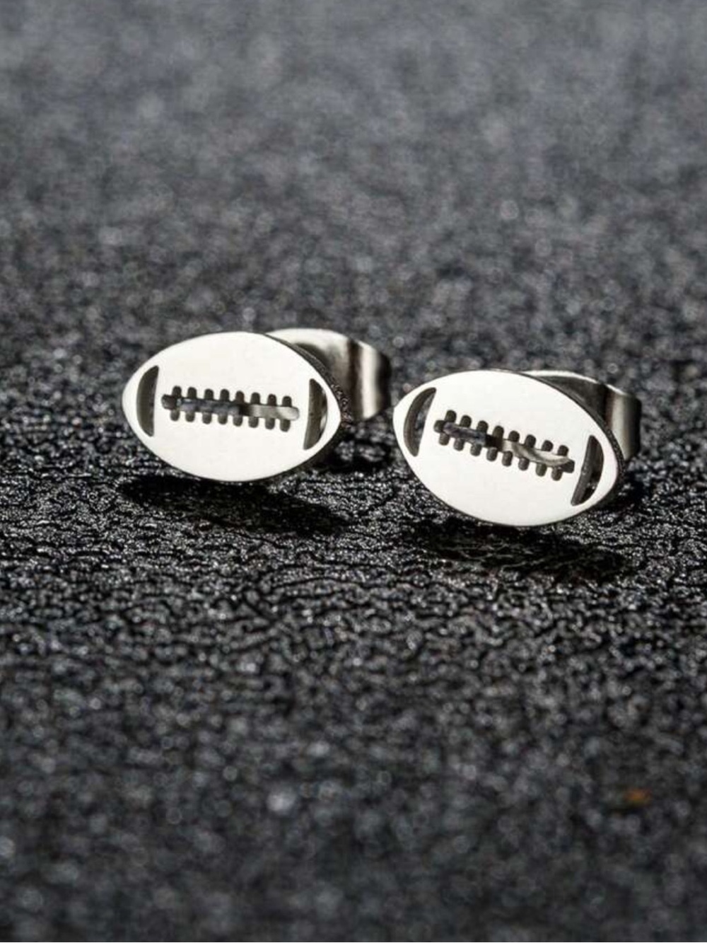 Silver Football Stud Earrings